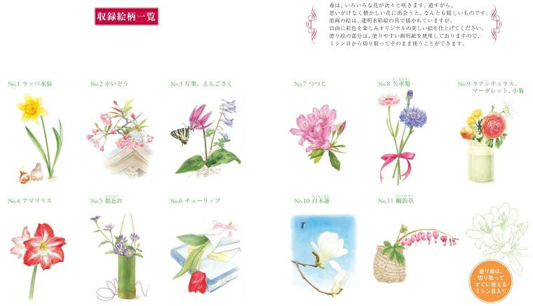 KAWADE 河出書房新社 塗り絵 ・ やさしい大人の塗り絵 春に咲く花編 ぬりえ ぬり絵 介護 ディズニー 鳥 花 風景 ふるさと  スケジュール帳 手帳のタイムキーパー :9784309719306