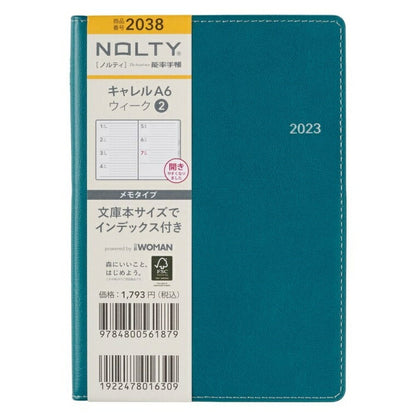 手帳 ｽｹｼﾞｭｰﾙ帳 JMAM 能率手帳 2023 年 1月始まり A6 NOLTY ｷｬﾚﾙ ｳｨｰｸ2 ﾋﾟｰｺｯｸｸﾞﾘｰﾝ 2038 ﾌﾟﾗﾝﾅｰｽﾞ 手帳ｶﾊﾞｰ おしゃれ 日本能率協会 手帳のﾀｲﾑｷｰﾊﾟｰ :9784820737520