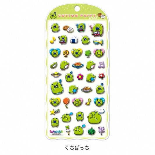 ＃たまごっち くちぱっち コットンパフィーシール クラックス / おにぎり スイカ 平成レトロ ふわふわ立体カプセルシール